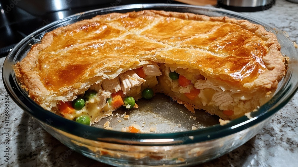 Homemade Chicken Pie: A savory, golden crust filled with tender chicken and vegetables, baked to perfection for a comforting meal. Homemade Chicken Pie: A savory, golden crust filled with tender chicken and vegetables, baked to perfection for a comforting meal.
