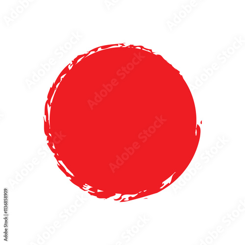 vector brush strokes circles of paint on white background. Ink hand drawn paint brush circle. Logo, label design element vector illustration. Red abstract circle. Frame