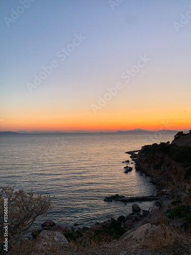 Coastal sunset in Greece