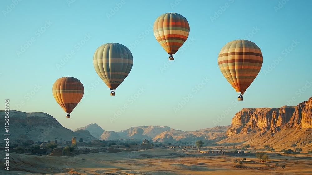 Obraz premium Hot air balloon travel. Balloons in a clear blue sky