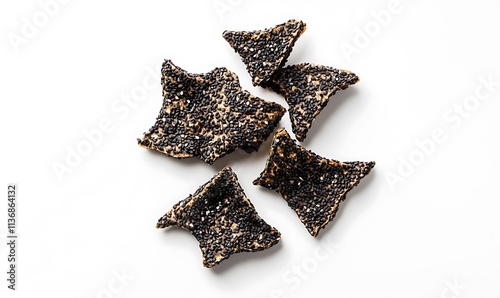 Sesame Seed Crackers Arranged on White Background
