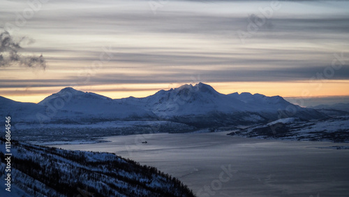 The view from Fjellheisen Viewpoint in Tromso, Norway photo