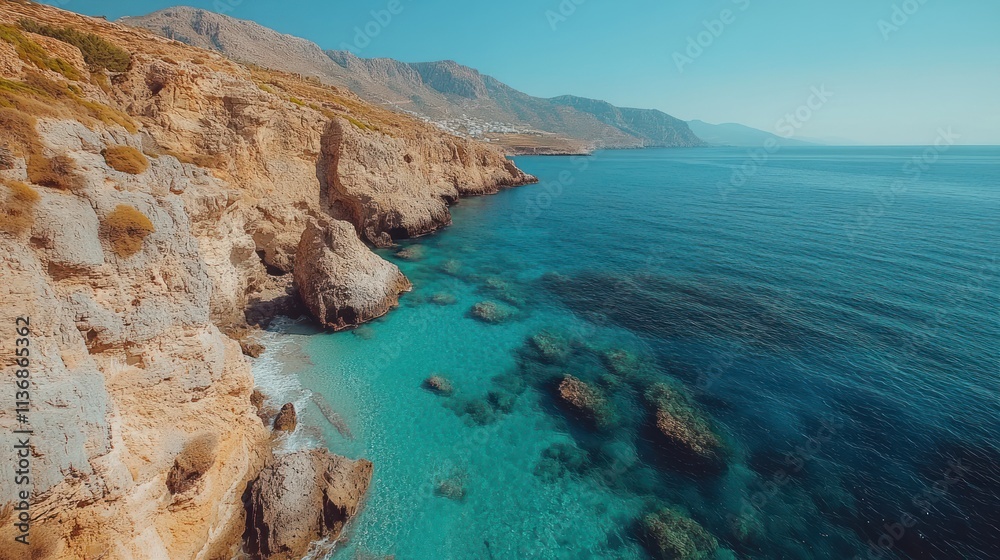 Mediterranean Coastal Cliffs and Turquoise Waters