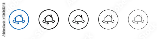 360 degree house icon Outline vector logo for web ui