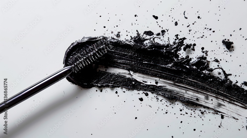 Abstract Black Mascara Swatch on White Background Abstract Black Mascara Swatch on White Background