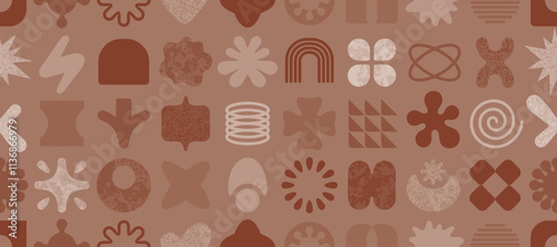 Mocha mousse pattern shape. 2025 year color seamless noise background. Light brown crayon grain coffee abstract geometric shape design. Soft halftone pastel mocha mousse palette seamless minimal bg