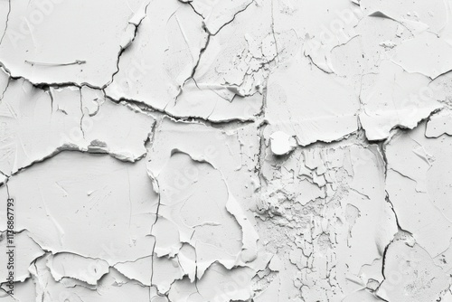  Rough peeled white plaster wall. Detailed photo textured background