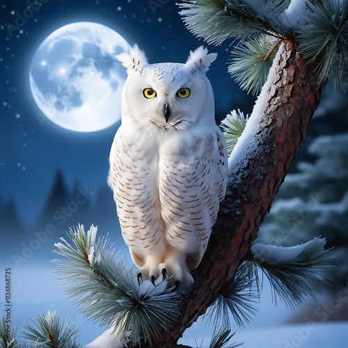 owl on branch photo