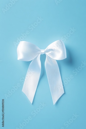 White bow on blue background