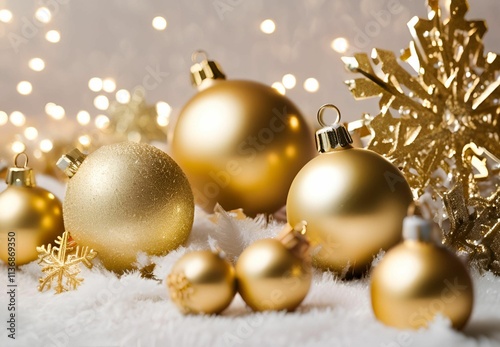 Merry Christmas, balls, lights, gold - 3