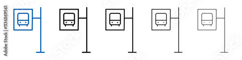 Bus stop stand icon Outline vector logo for web ui