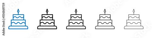 Cake icon Outline vector logo for web ui