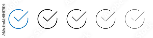 Check mark icon Outline vector logo for web ui