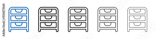 Chest of drawers icon Outline vector logo for web ui