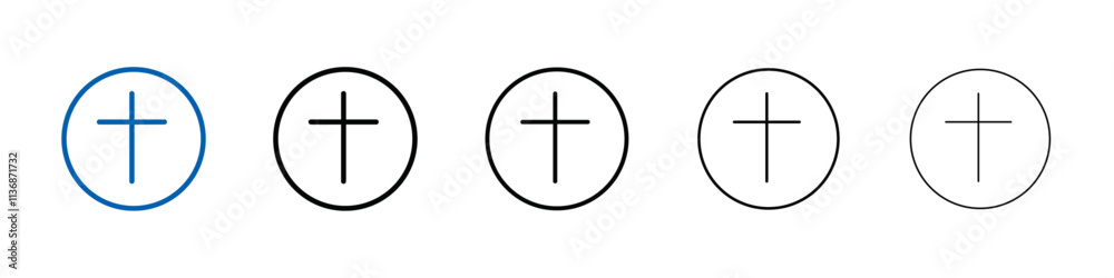 Christian Cross icon Outline vector logo for web ui Christian Cross icon Outline vector logo for web ui