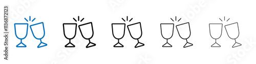 Clinking glasses icon Outline vector logo for web ui
