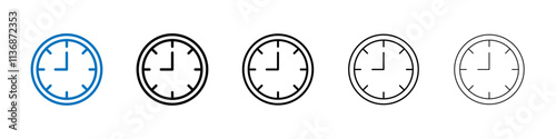Clock nine icon Outline vector logo for web ui