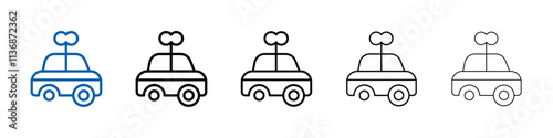 Clockwork car toy icon Outline vector logo for web ui
