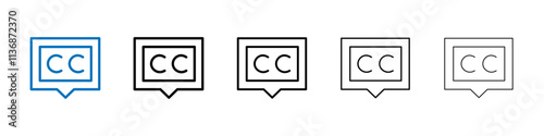 Closed caption icon Outline vector logo for web ui