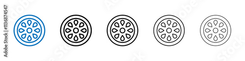 Cucumber slice icon Outline vector logo for web ui