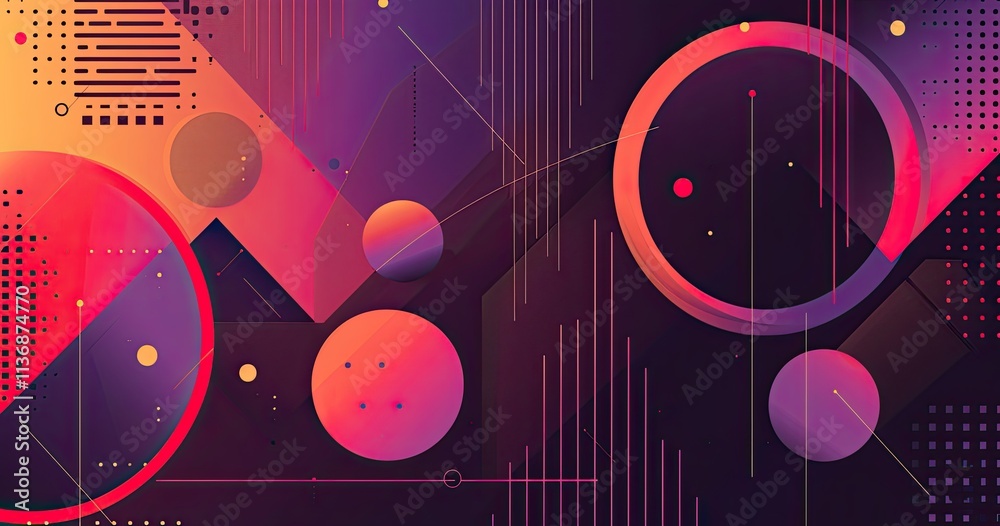 Obraz premium Abstract design featuring geometric shapes in vibrant colors and modern patterns.
