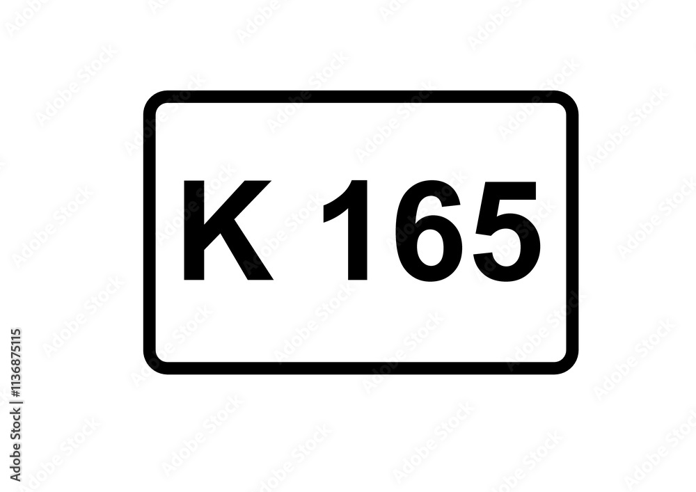 Illustration eines Kreisstraßenschildes der K 165 in Deutschland Illustration eines Kreisstraßenschildes der K 165 in Deutschland