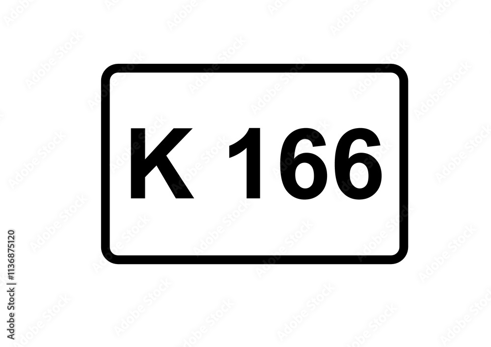 Illustration eines Kreisstraßenschildes der K 166 in Deutschland Illustration eines Kreisstraßenschildes der K 166 in Deutschland
