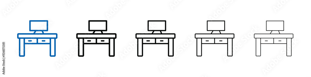 desk icon Outline vector logo for web ui desk icon Outline vector logo for web ui