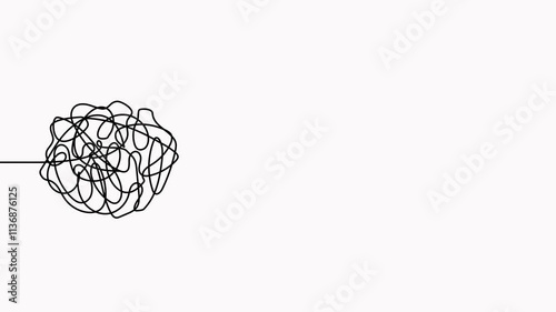 Artificial brain intelligence technology with chaos and order continuous line drawing animated video. Problem solving search concept animation.