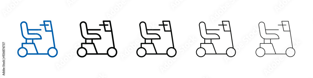 Electric wheelchair scooter icon Outline vector logo for web ui Electric wheelchair scooter icon Outline vector logo for web ui