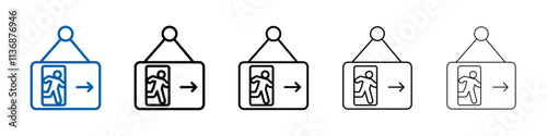 Emergency exit icon Outline vector logo for web ui