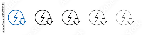 Energy reduction icon Outline vector logo for web ui