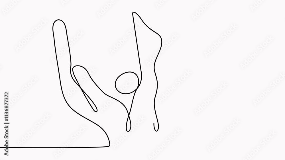 Hands hold music note continuous line drawing animated video. Hands hold music note continuous line drawing animated video.
