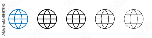 Globe icon Outline vector logo for web ui