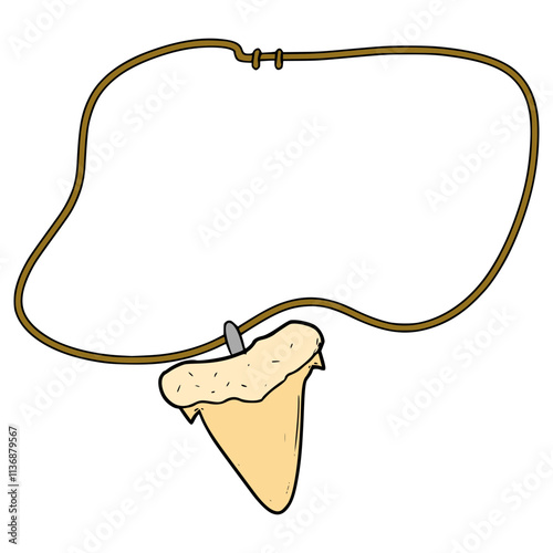 shark tooth necklace illustration hand drawn isolated vector