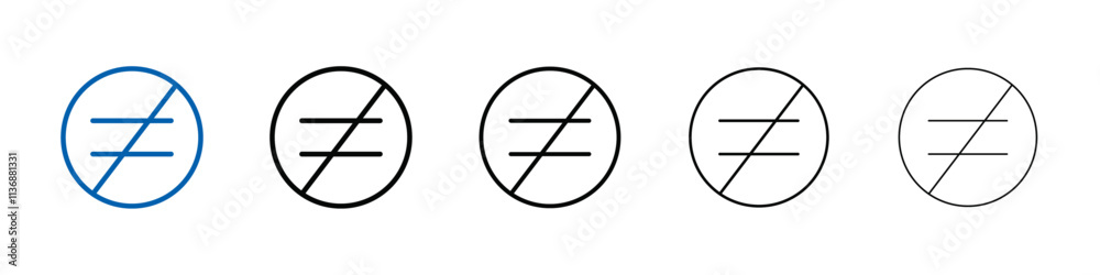 Inequality icon Outline vector logo for web ui