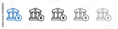 Japanese bank icon Outline vector logo for web ui