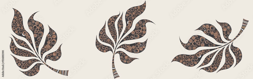 Abstract Leaves with Decorative Pattern
