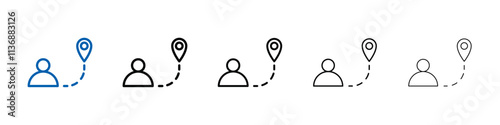 Man going to destination icon Outline vector logo for web ui