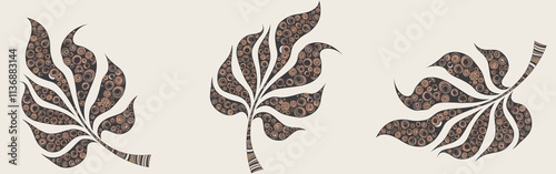 Obraz na płótnie Abstract Leaves with Decorative Pattern w salonie
