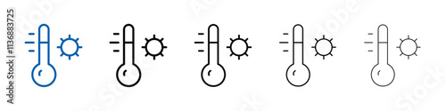 Meteorology thermometer measuring icon Outline vector logo for web ui