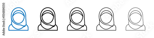 Muslim woman icon Outline vector logo for web ui