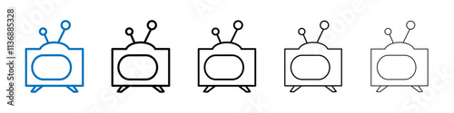 Old television icon Outline vector logo for web ui