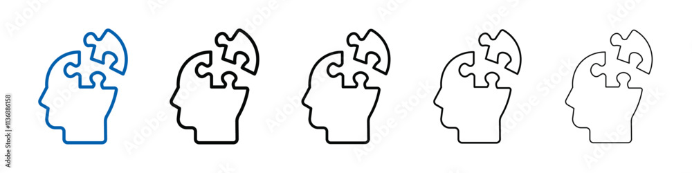 People head with puzzles icon Outline vector logo for web ui People head with puzzles icon Outline vector logo for web ui