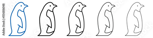 Penguin icon Outline vector logo for web ui