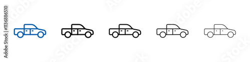 Pickup truck icon Outline vector logo for web ui