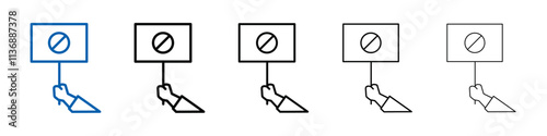 Protest banner in hand icon Outline vector logo for web ui