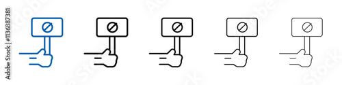 Protest banner in hand icon Outline vector logo for web ui