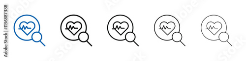 pulse heart check up icon Outline vector logo for web ui