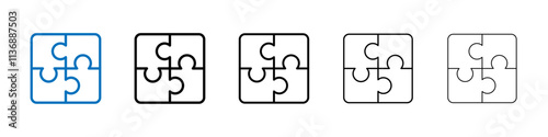 Puzzle icon Outline vector logo for web ui